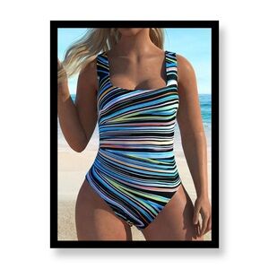 Women’s Plus Size Striped Multicolor One-Piece Swimsuit